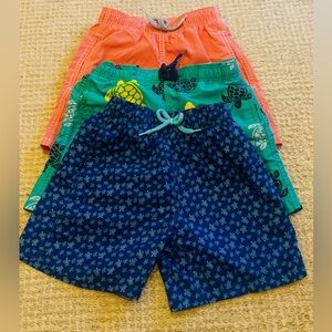 Set of 3 Boys Vilebrequin Sz 8 Swimsuits Swim Trunks Turtles Stripes Blue Green
